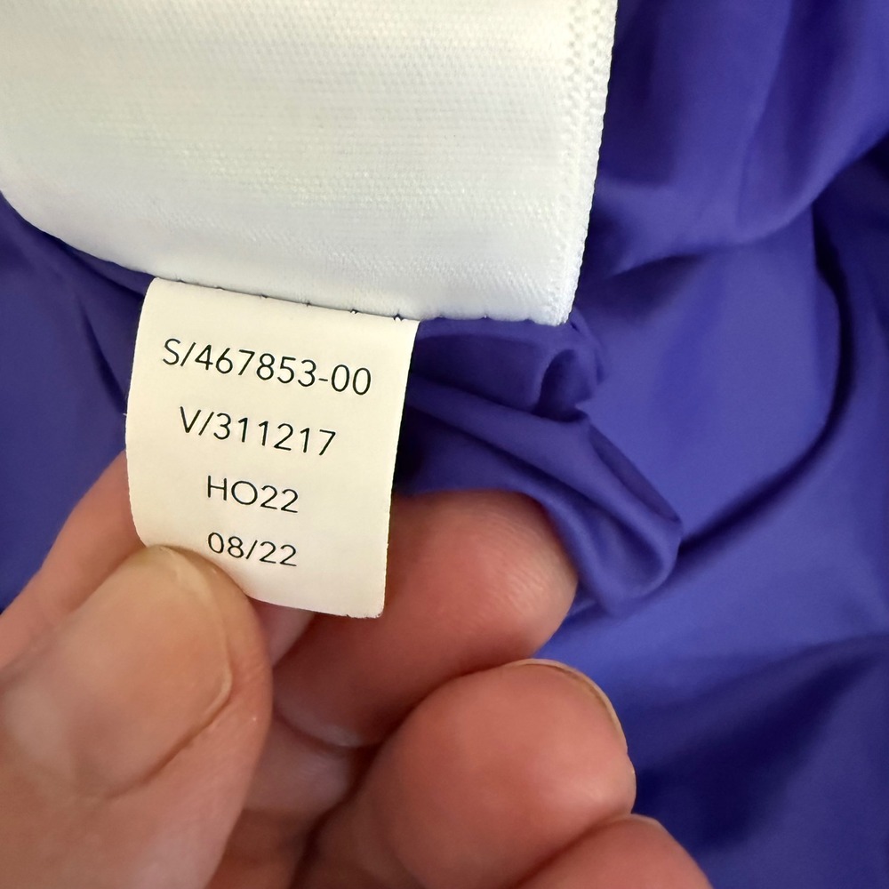 Athleta Apres Ski Skirt Quilted Chevron Puffer Full Zip Pockets Size 6 Purple - Picture 10 of 12